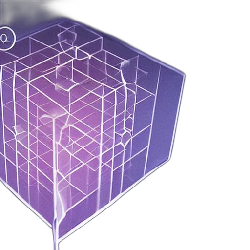 3d render, concept art, tesseract, perfectly transparent PNG cut-out