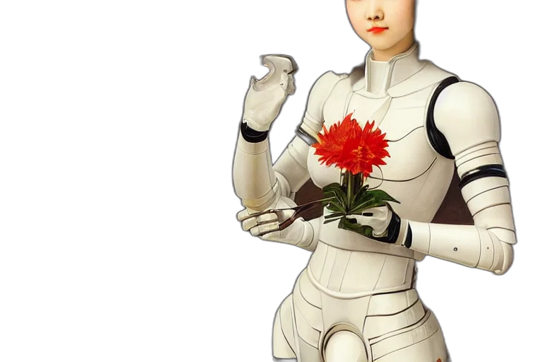 robot, flower, 3d render, concept art transparent PNG cut-out