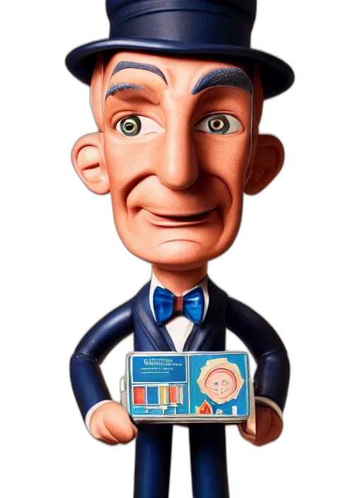staff, face, cartoon, 3d render transparent PNG cut-out
