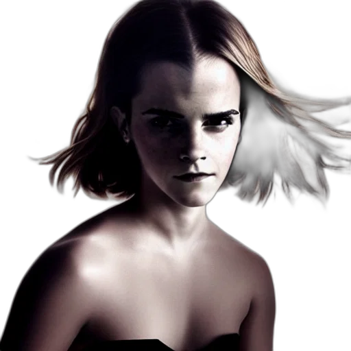 face, hair, dress, photorealistic transparent PNG cut-out