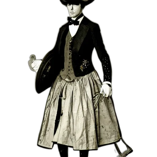 dress, staff, hat, jacket transparent PNG cut-out