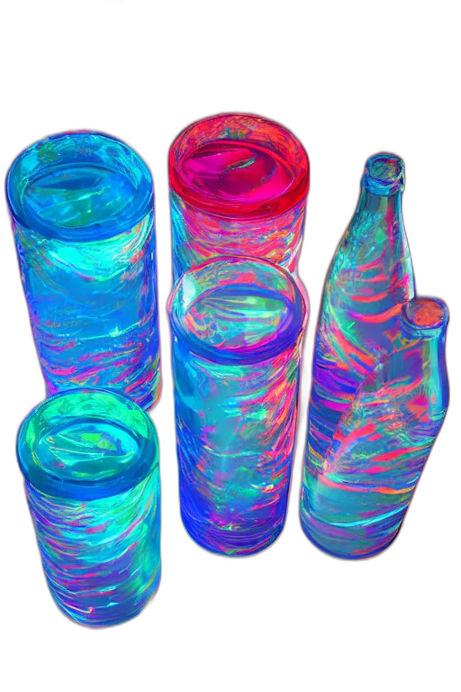 bottle, vaporwave, 3d render, concept art transparent PNG cut-out