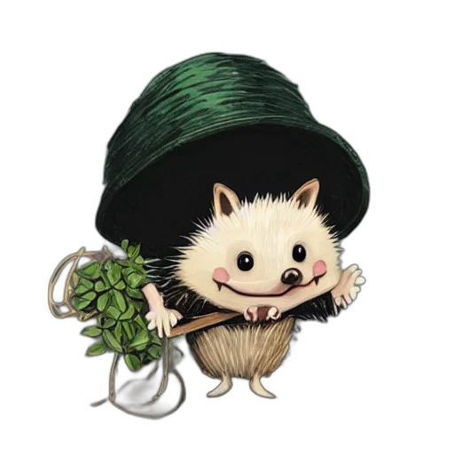 hat, animal, creature, staff transparent PNG cut-out