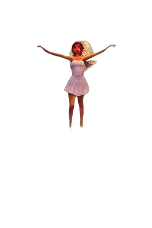 dress, staff, hair, creature transparent PNG cut-out