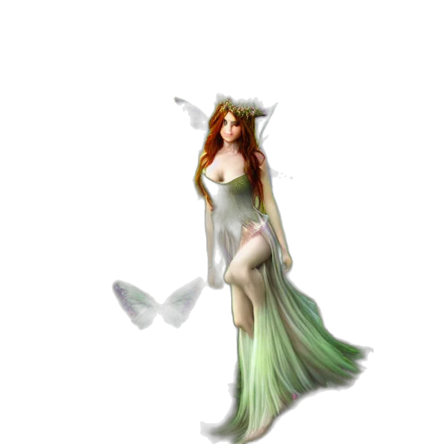 dress, staff, jewelry, fantasy art transparent PNG cut-out