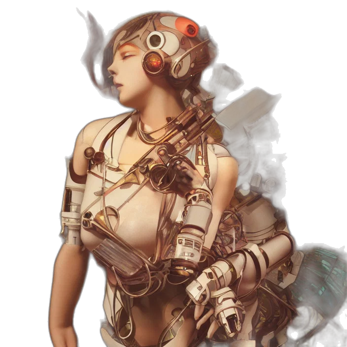 dress, robot, weapon, staff transparent PNG cut-out