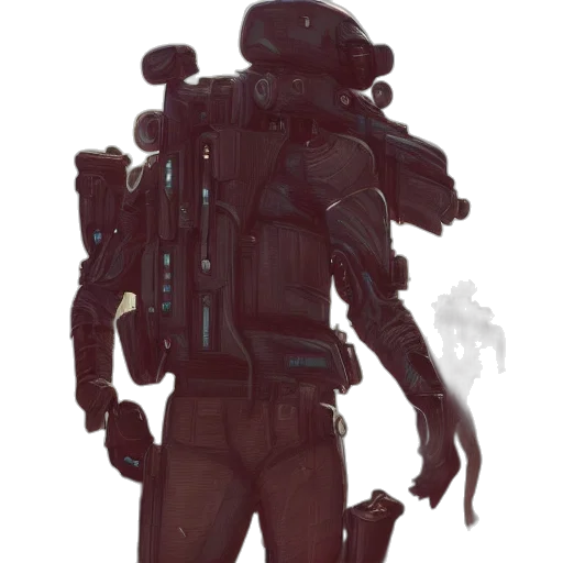 robot, creature, jacket, weapon transparent PNG cut-out