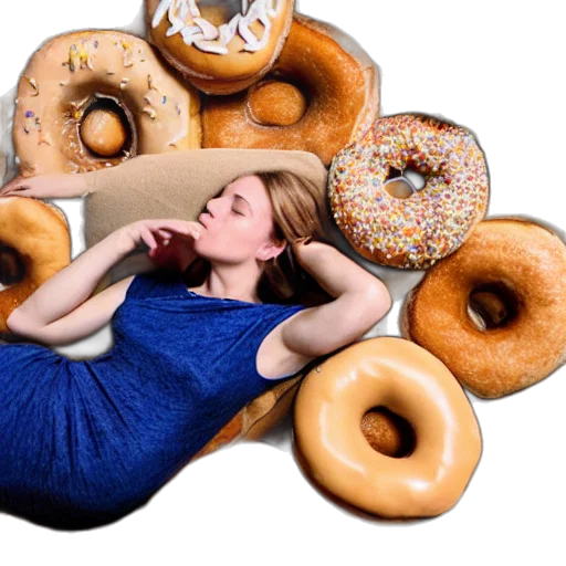 food, 3d render, woman, sleeping transparent PNG cut-out