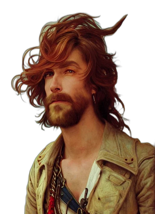 hair, jacket, photorealistic, oil painting transparent PNG cut-out
