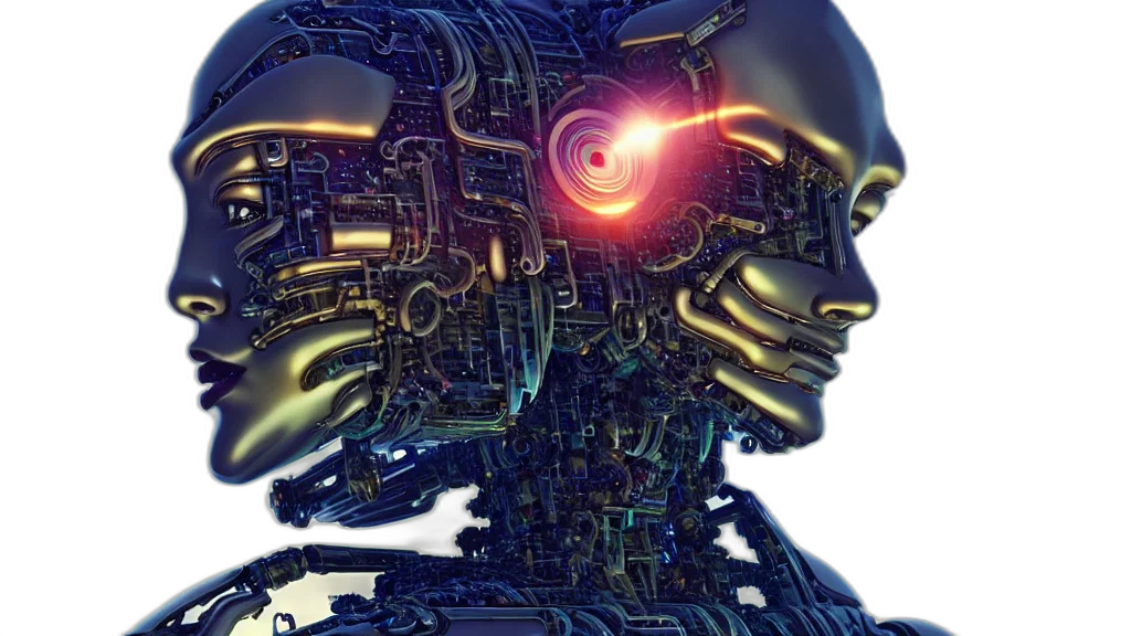 robot, cyberpunk, concept art, 3d render transparent PNG cut-out