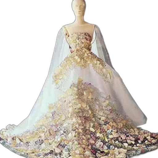 dress, crown, jewelry, 3d render transparent PNG cut-out