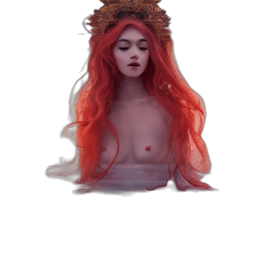 crown, dress, hair, creature transparent PNG cut-out
