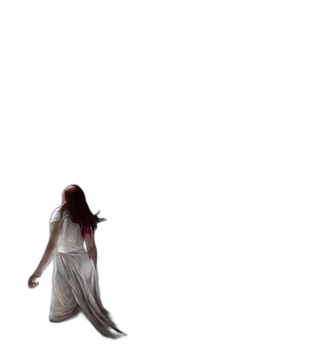 dress, hair, creature, staff transparent PNG cut-out