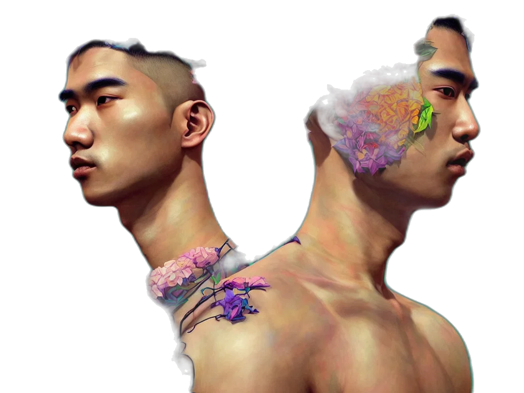 face, mask, concept art, photorealistic transparent PNG cut-out