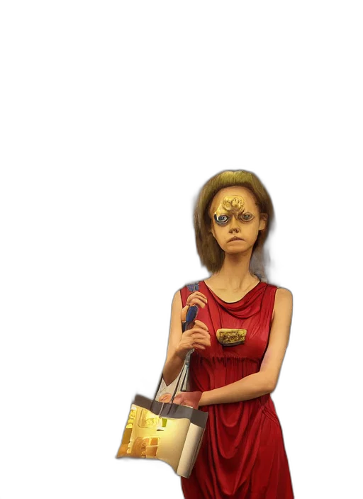 dress, mask, staff, jewelry transparent PNG cut-out