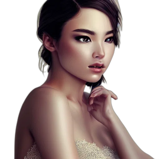 face, jewelry, dress, photorealistic transparent PNG cut-out