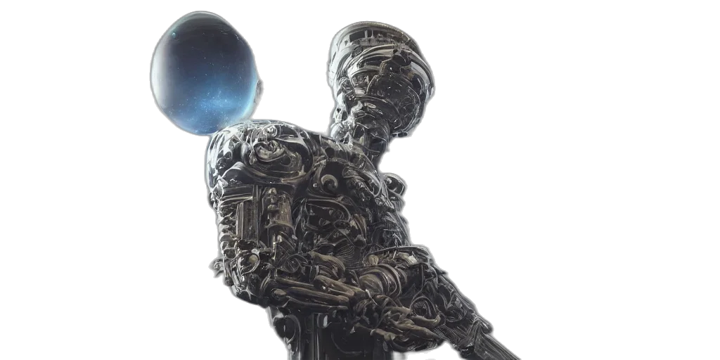 robot, staff, 3d render, concept art transparent PNG cut-out