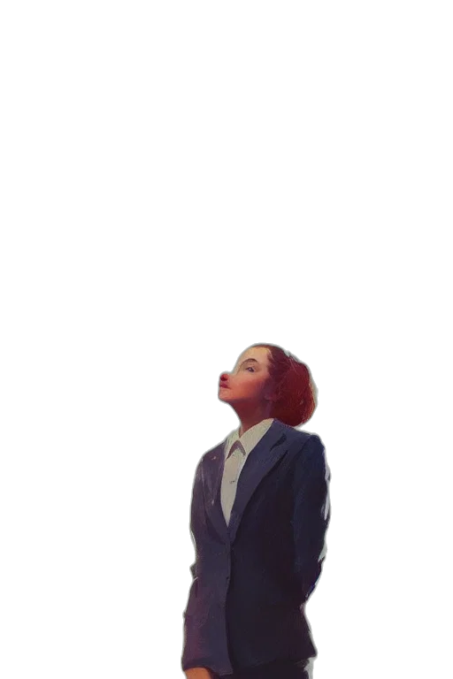 jacket, dress, staff, robot transparent PNG cut-out