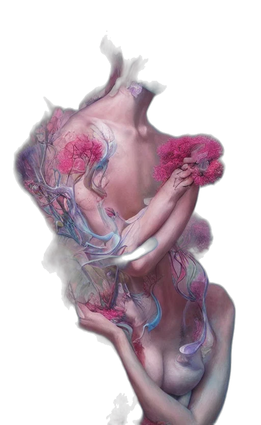 dress, flower, creature, mask transparent PNG cut-out
