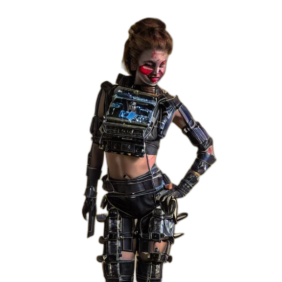 robot, staff, cyberpunk, concept art transparent PNG cut-out