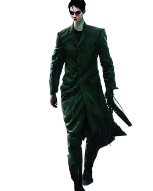 jacket, staff, creature, mask transparent PNG cut-out