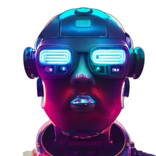 robot, mask, face, cyberpunk transparent PNG cut-out