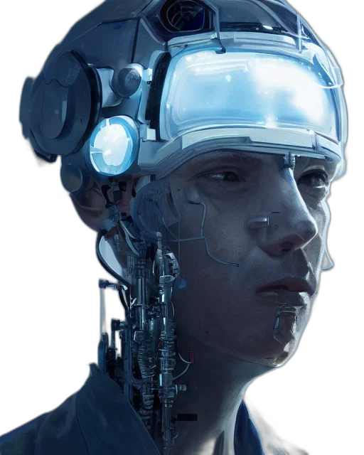 robot, face, mask, cyberpunk transparent PNG cut-out
