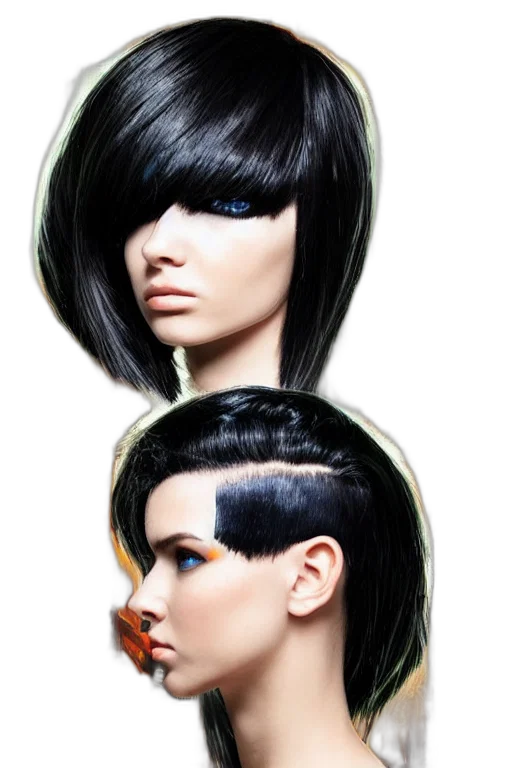 hair, photorealistic, 3d render, cyberpunk transparent PNG cut-out