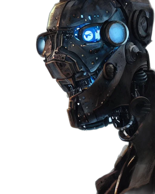 robot, mask, face, cyberpunk transparent PNG cut-out