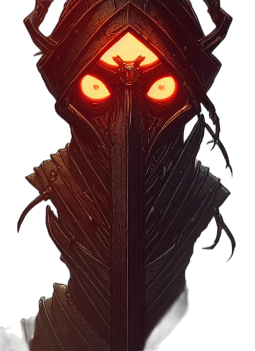 mask, staff, creature, sword transparent PNG cut-out
