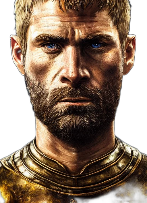 face, sword, fantasy art, photorealistic transparent PNG cut-out