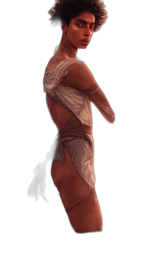 dress, creature, mask, staff transparent PNG cut-out