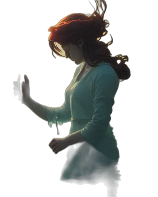 dress, staff, creature, mask transparent PNG cut-out
