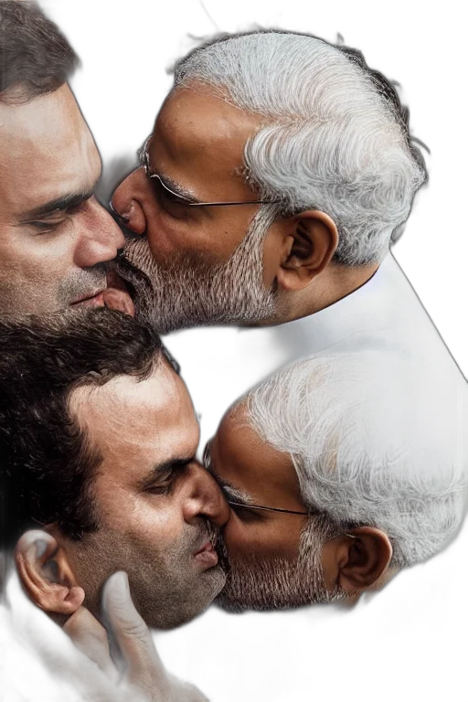 narendra, modi, kissing, rahul transparent PNG cut-out