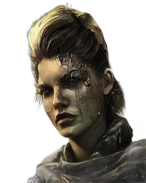 face, concept art, cyberpunk, comic book art transparent PNG cut-out