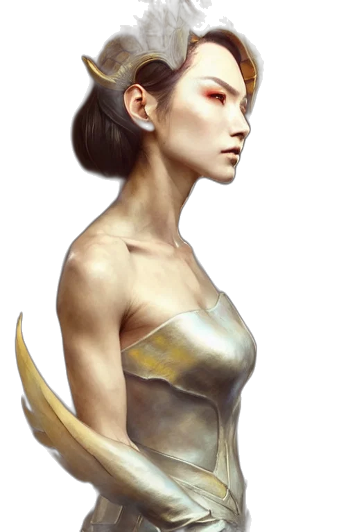 dragon, dress, staff, jewelry transparent PNG cut-out
