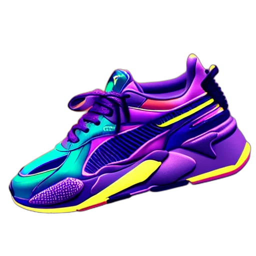shoes, 3d render, photorealistic, vaporwave transparent PNG cut-out