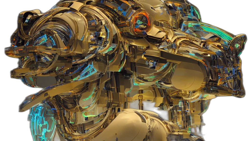 robot, 3d render, cyberpunk, futuristic transparent PNG cut-out