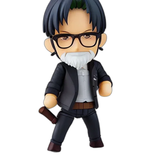 3d render, old, man, nendoroid transparent PNG cut-out