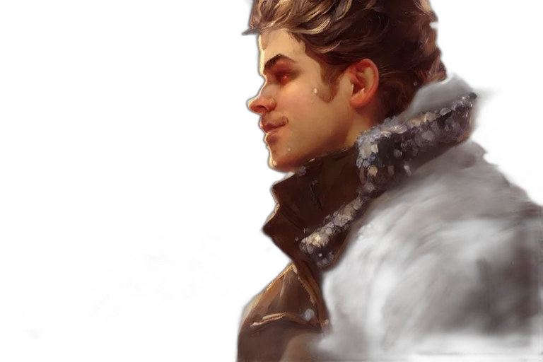 face, jacket, dragon, staff transparent PNG cut-out