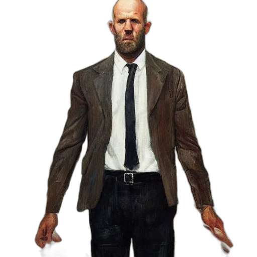 jacket, staff, face, weapon transparent PNG cut-out