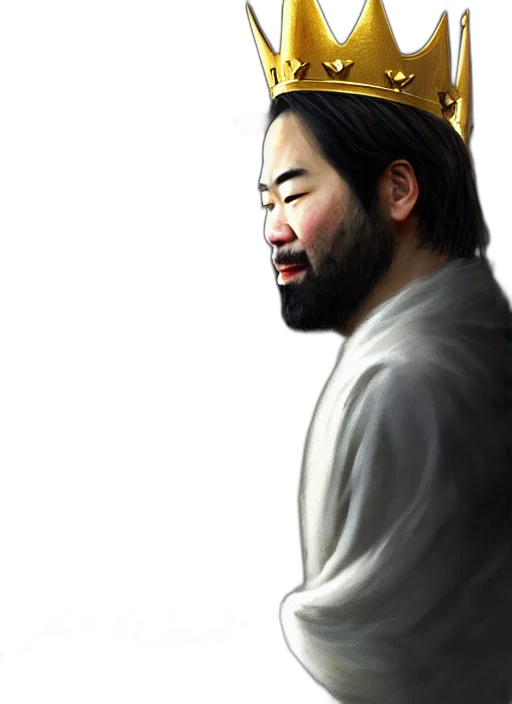crown, staff, face, photorealistic transparent PNG cut-out