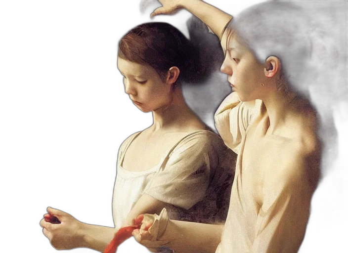 photorealistic, oil painting, concept art, vaporwave transparent PNG cut-out