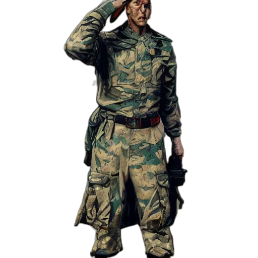 jacket, staff, weapon, face transparent PNG cut-out