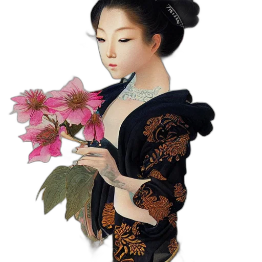 dress, flower, jewelry, photorealistic transparent PNG cut-out