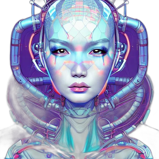 robot, face, mask, cyberpunk transparent PNG cut-out