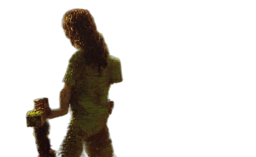 hair, staff, dress, 3d render transparent PNG cut-out