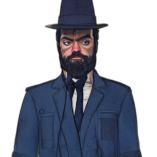 hat, jacket, staff, face transparent PNG cut-out