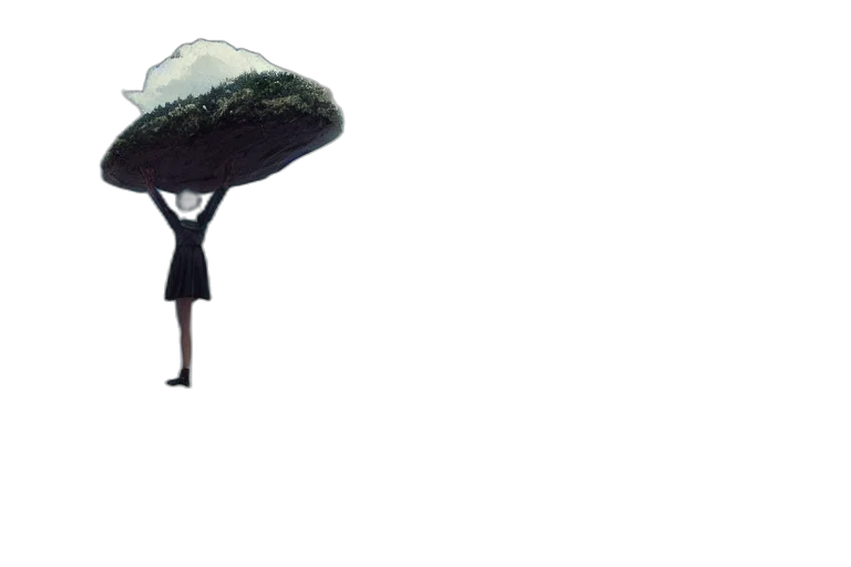 umbrella, tree, hat, staff transparent PNG cut-out