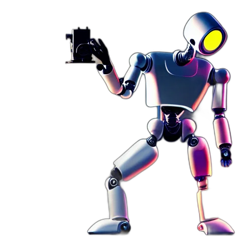 robot, weapon, concept art, 3d render transparent PNG cut-out